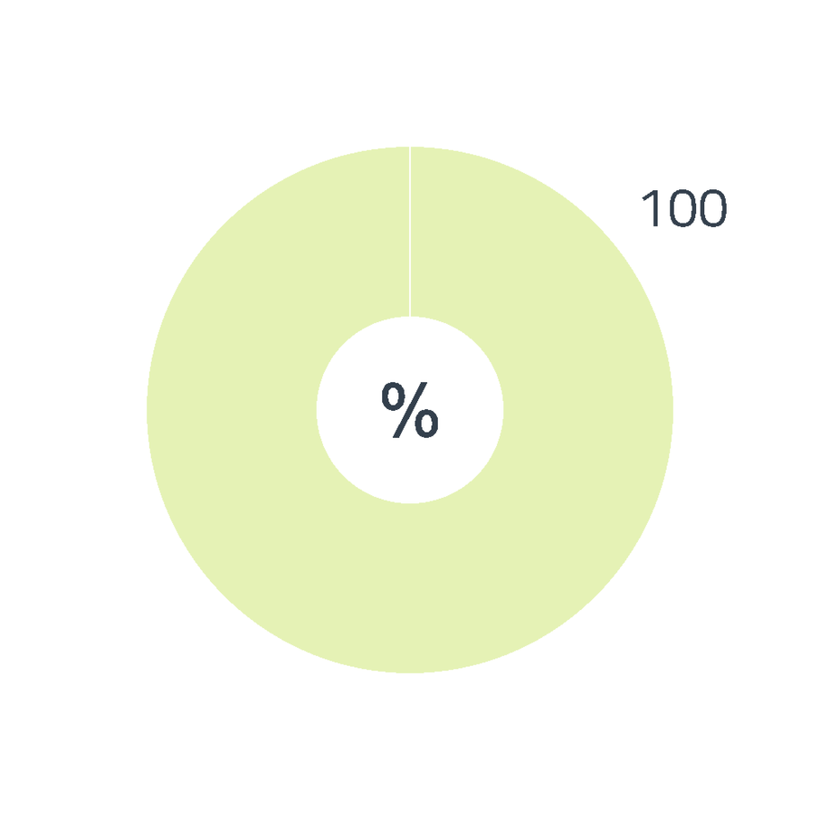 Tortendiagramm zum Gesamtenergieträgermix der SachsenEnergie Versorgung GmbH. 100 % des Stroms stammt aus erneuerbaren Energien mit Herkunftsnachweis, nicht gefördert nach EEG.